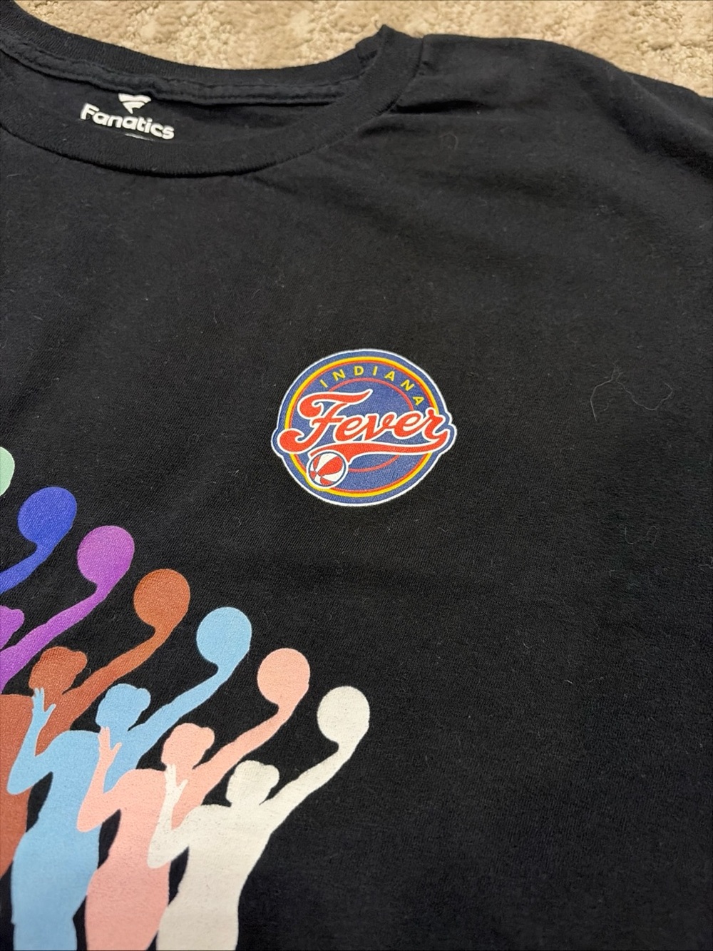 Indiana Fever WNBA 3XL Unisex Basketball Black Graphic T-Shirt Rainbow - Picture 3 of 10